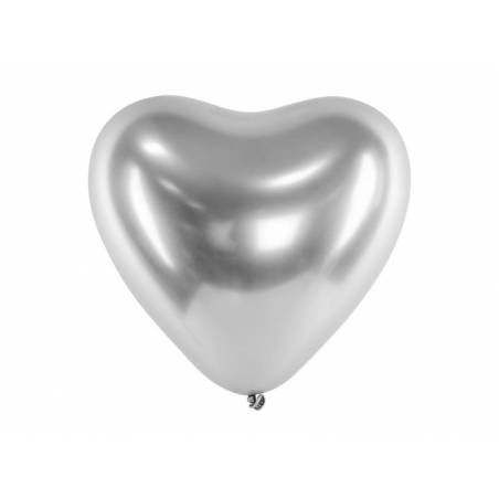 Ballons brillants 30 cm coeurs argent 