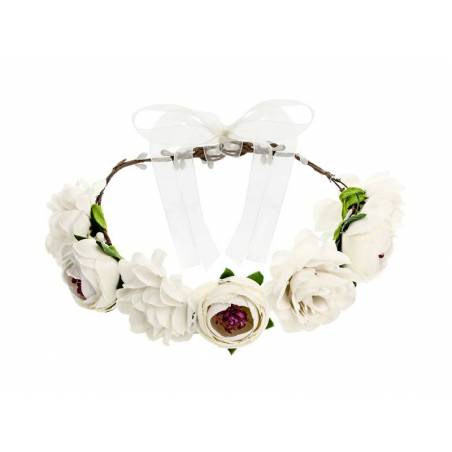 Couronne de fleurs, blanche, 17cm 