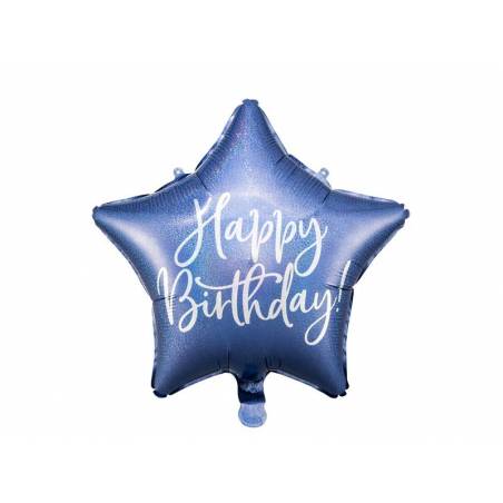 Ballon en feuille Happy Birthday, 40cm, bleu marine 