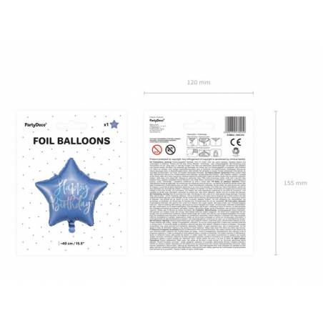 Ballon en feuille Happy Birthday, 40cm, bleu marine 