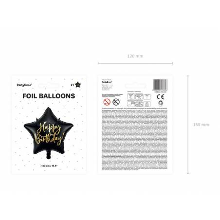 Ballon en feuille Happy Birthday, 40cm, noir 