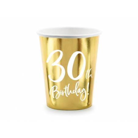 Gobelets en papier 30th Birthday gold 220ml 