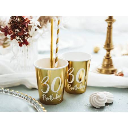 Gobelets en papier 30th Birthday gold 220ml 