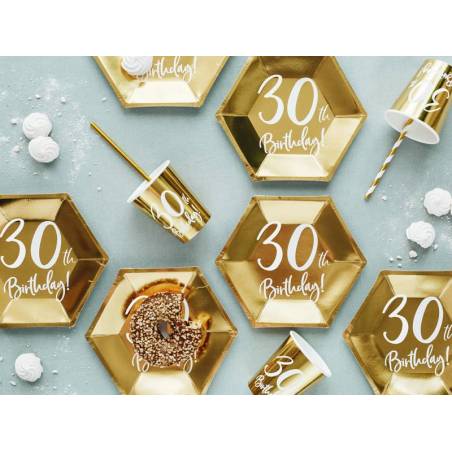 Gobelets en papier 30th Birthday gold 220ml 