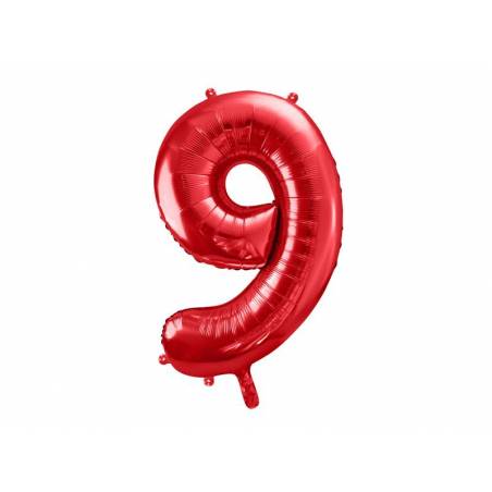 Ballon en feuille Numéro ''9'', 86cm, rouge 