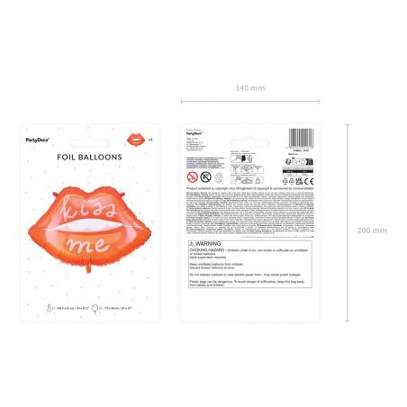 Ballon en feuille Lips, 86.5x65 cm, mélange 