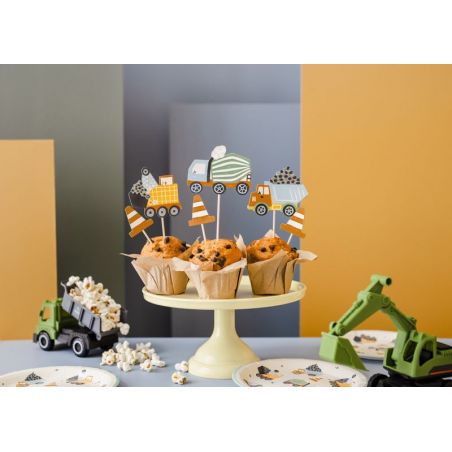 Décorations pour petits gâteaux - Véhicules de chantier 4-7 cm mélange 