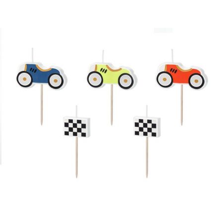 Bougies d'anniversaire Racing Cars 2-3 cm mélange 