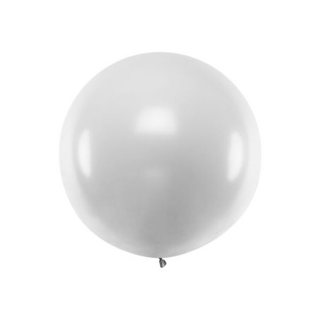 Ballon rond de 1 m, argent métallisé neige 