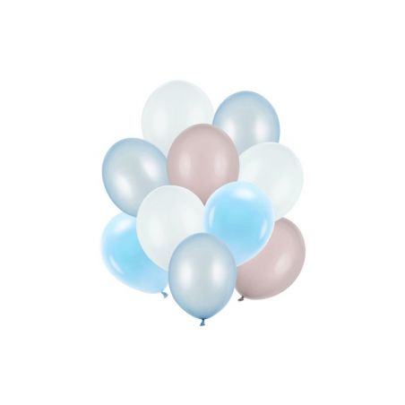 Bouquet de 10 ballons en latex, bleu et gris