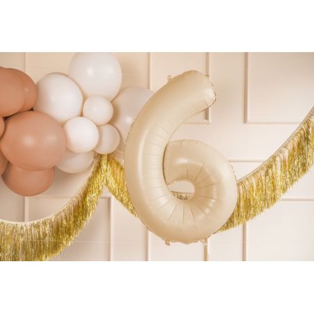 Ballon de baudruche Numéro ''6'', 72cm, beige 