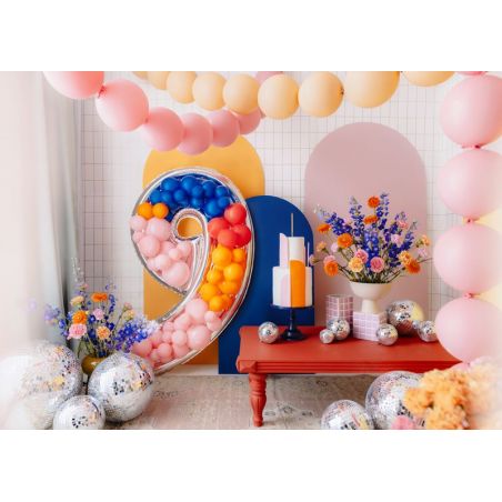 Cadre de chiffres '9' pour ballons en latex, 126cm, argent 