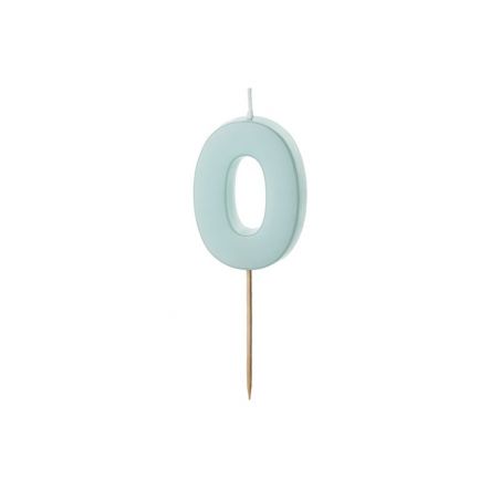 Bougie d'anniversaire Chiffre 0, bleu clair, taille 5,5 cm 