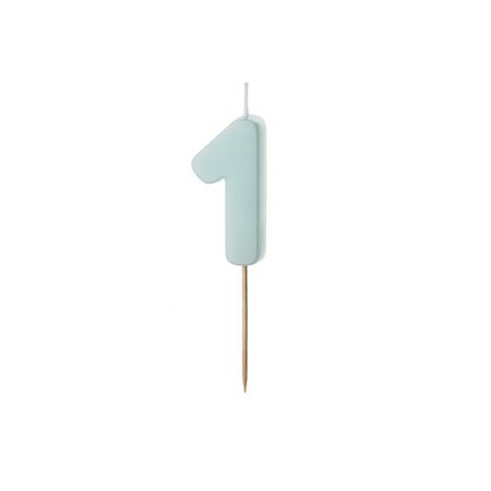 Bougie d'anniversaire Chiffre 1, bleu clair, taille 5,5 cm 