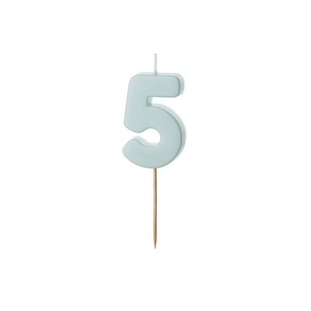 Bougie d'anniversaire Chiffre 5, bleu clair, taille 5,5 cm 