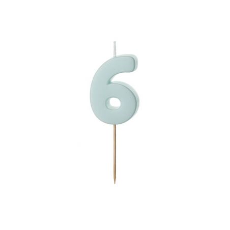 Bougie d'anniversaire Chiffre 6, bleu clair, taille 5,5 cm 