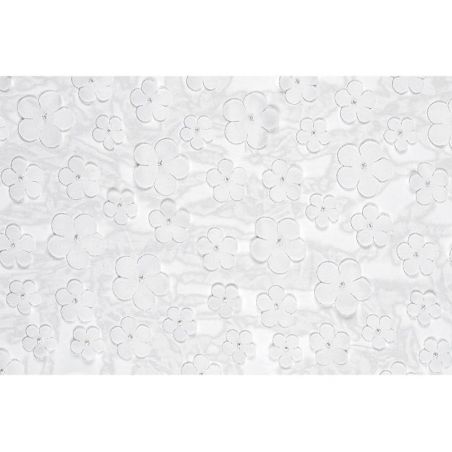 Chemin de table Fleurs, blanc, 26 x 500 cm 