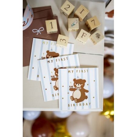 Carte d'anniversaire Ours, mix, 14x14 cm 