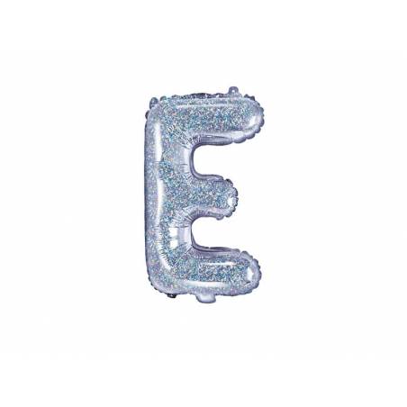 Ballon en aluminium lettre E 35cm holographique 