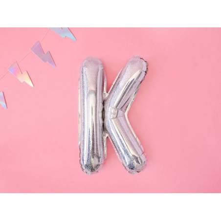 Ballon en aluminium lettre K 35cm holographique 