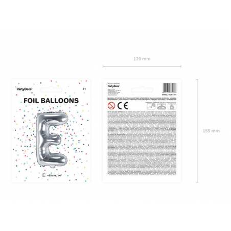 Ballon en aluminium lettre E 35cm argent 