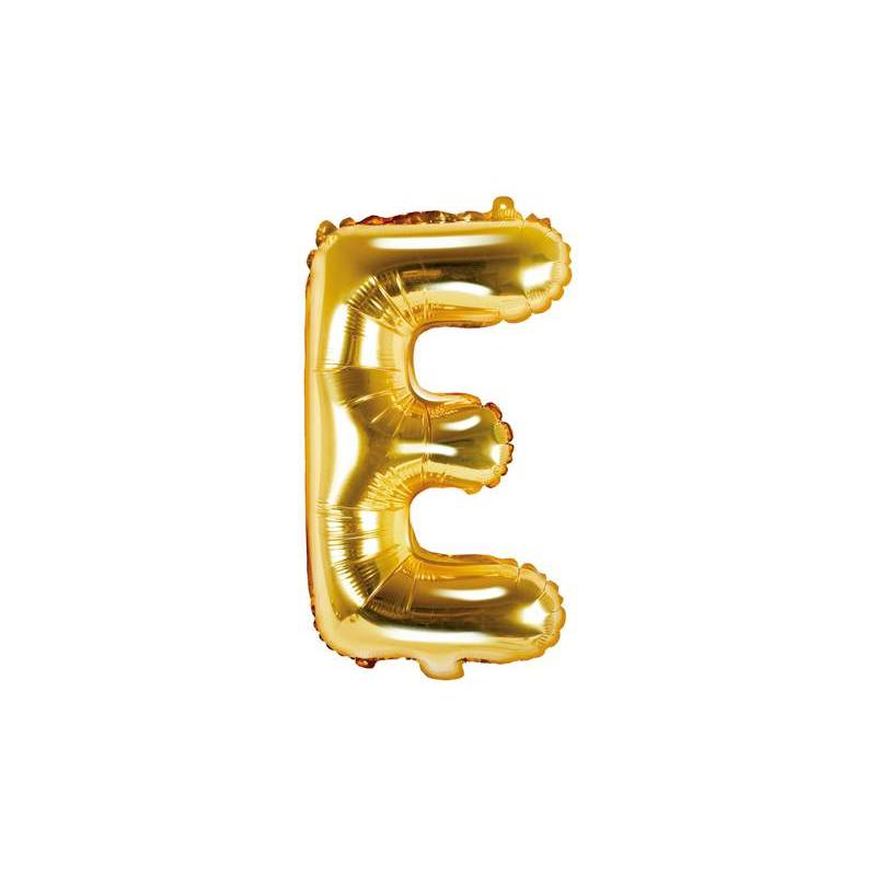 Ballon en aluminium avec lettre E - 35 cm - Doré