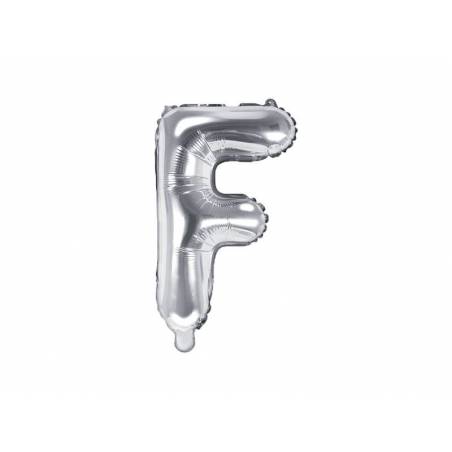 Ballon en aluminium lettre F 35cm argent 