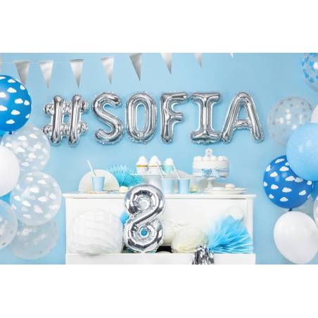 Ballon en aluminium lettre F 35cm argent 