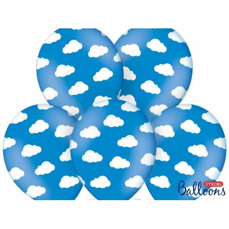 Ballons 30cm nuages bleuet pastel bleuet 