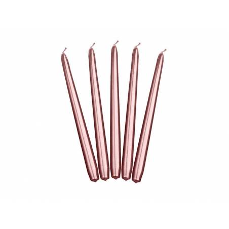 Bougies coniques métalliques or rose 24cm 